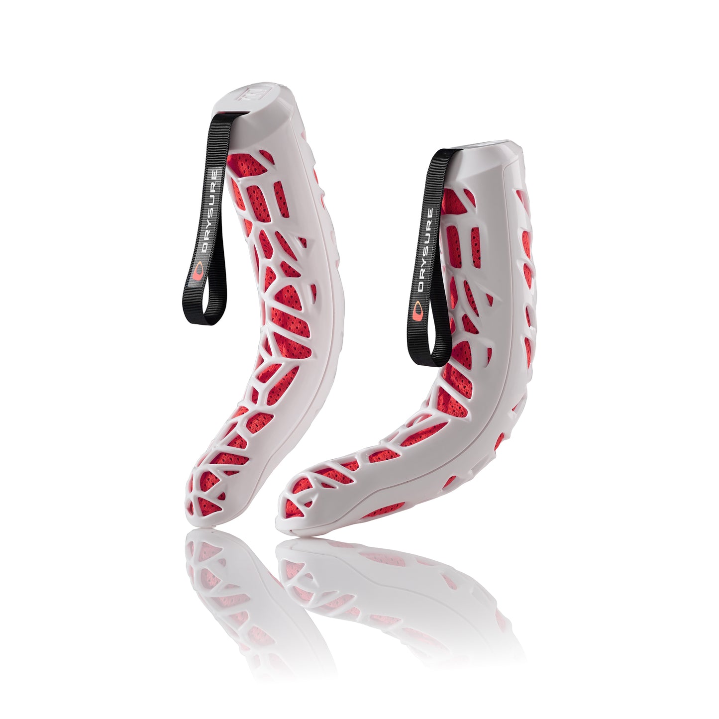 Red and White Drysure Extreme boot dryers on a white background.